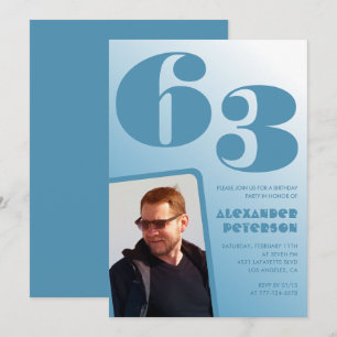 Blaue Männer Foto Gradient 63. Geburtstagseinladun Einladung
