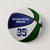Blaue Mannschaft: Jungs Basketball Button (Vorderseite)