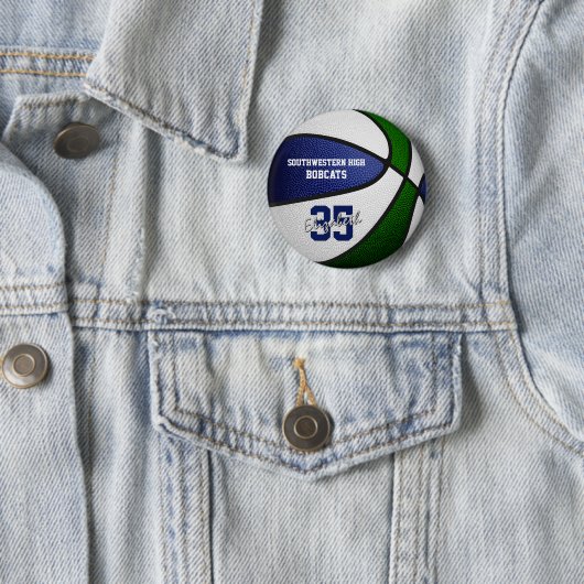Blaue Mannschaft: Jungs Basketball Button (Beispiel)