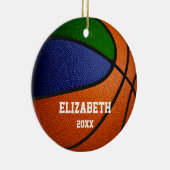 Blaue Mannschaft: Jungs Basketball Keramik Ornament (Rechts)