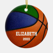 Blaue Mannschaft: Jungs Basketball Keramik Ornament (Vorne)