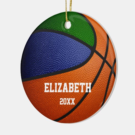 Blaue Mannschaft: Jungs Basketball Keramik Ornament (Links)
