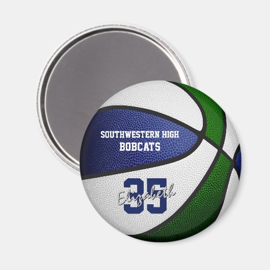 Blaue Mannschaft: Jungs Basketball Magnet (Vorderseite/Rückseite)