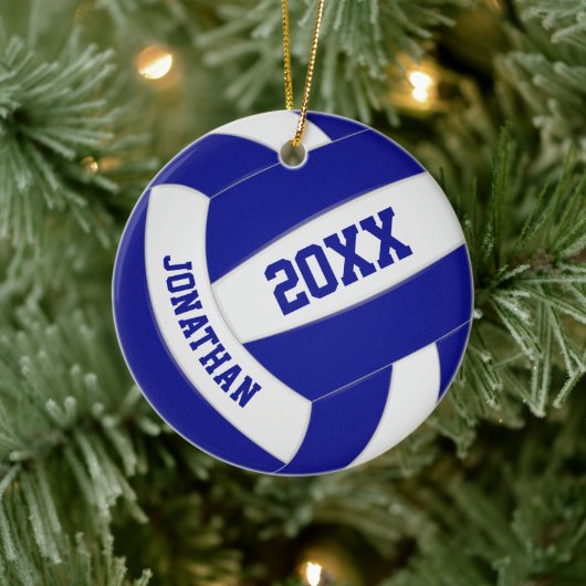 Blaue Mannschaft Mädchen Sport Volleyball Keramik Ornament (Baum)