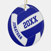 Blaue Mannschaft Mädchen Sport Volleyball Keramik Ornament (Links)
