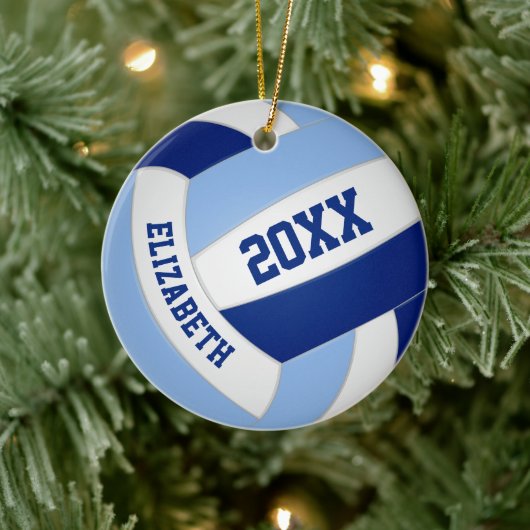 Blaue Mannschaft Sportvolleyball Keramik Ornament (Baum)