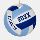 Blaue Mannschaft Sportvolleyball Keramik Ornament (Hinten)