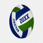 Blaue Mannschaft Sportvolleyball Ornament Aus Metall (Vorderseite links)