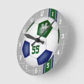 Blaue Mannschaftsfarben Varianzstreifen Fußball Runde Wanduhr (Winkel)