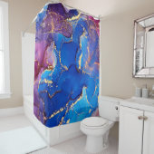 BLAUE MARBLE AGATE SILVER GLITZER GLAM DUSCHVORHANG (Beispiel)