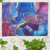 BLAUE MARBLE AGATE SILVER GLITZER GLAM GESCHIRRTUCH (Gefaltet)