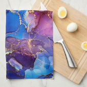 BLAUE MARBLE AGATE SILVER GLITZER GLAM GESCHIRRTUCH (Viertel Falte)