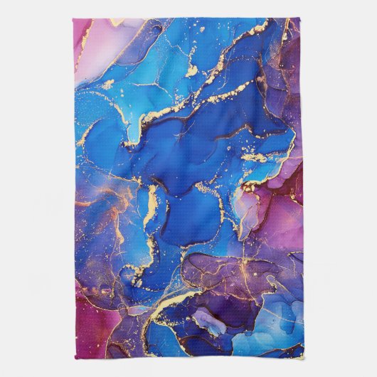 BLAUE MARBLE AGATE SILVER GLITZER GLAM GESCHIRRTUCH (Vertikal)