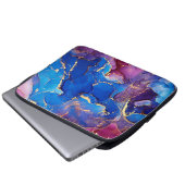 BLAUE MARBLE AGATE SILVER GLITZER GLAM LAPTOPSCHUTZHÜLLE (Vorne Knopf)