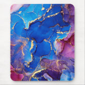 BLAUE MARBLE AGATE SILVER GLITZER GLAM MOUSEPAD (Vorne)