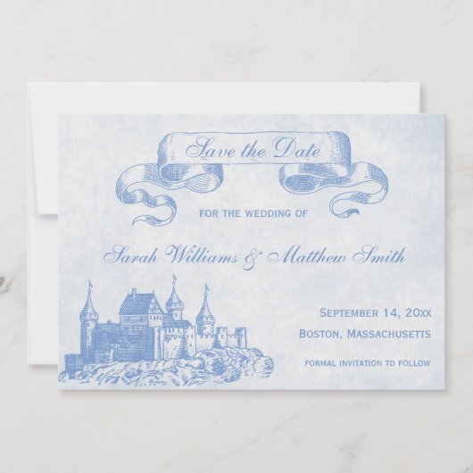 Blaue Märchenhochzeit - Termin vormerken Save The Date (Vorderseite)