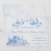 Blaue Märchenhochzeit - Termin vormerken Save The Date (Vorne/Hinten)