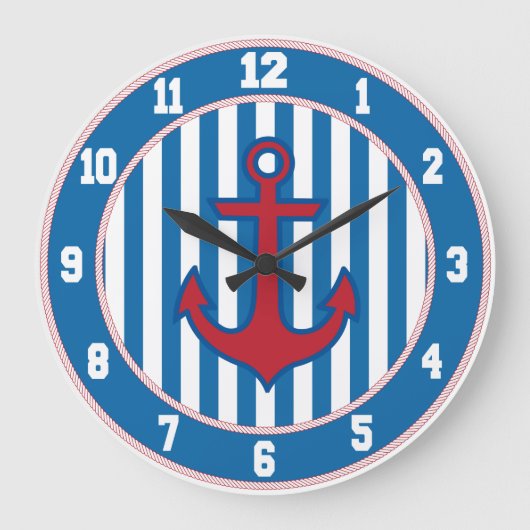 Blaue marine Ankeruhr Große Wanduhr (Vorderseite)
