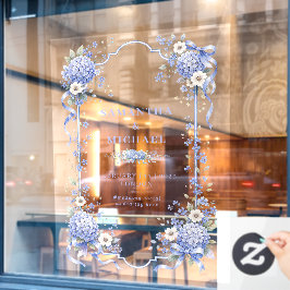 Blaue Marine Blumen Florales Brautpaar Hochzeit Fensteraufkleber