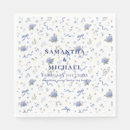 Blaue Marine Blumen Moderne Minimalistische Hochze Serviette