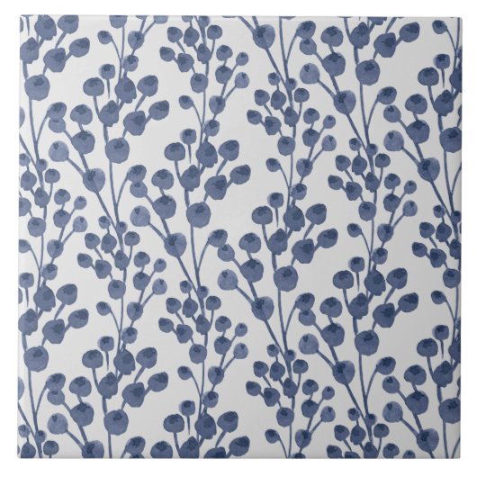 Blaue Marine Botanik Fliese (Vorderseite)