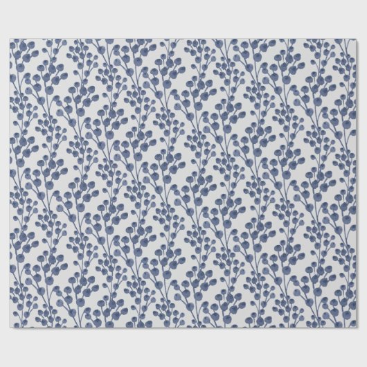 Blaue Marine botanisch Geschenkpapier (Flach)