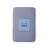Blaue Marine Geometrisches Chevron Monogramm Badematte (Vorderseite Vertikal)