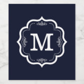 Blaue Marine-Monogramm Weinetikett (Einzelnes Label)