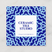 Blaue Marine Nahtlose Mosaikfliese Quadratische Visitenkarte (Vorderseite)