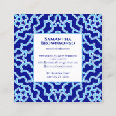 Blaue Marine Nahtlose Mosaikfliese Quadratische Visitenkarte (Rückseite)