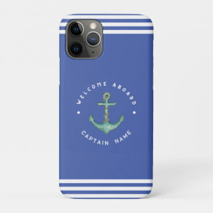 Blaue Marine-Nautik-Anker-Yachtclub Retro-Segeln Case-Mate iPhone Hülle