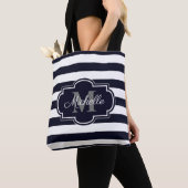 Blaue Marine Stripes Muster Tasche (Von Nahem)