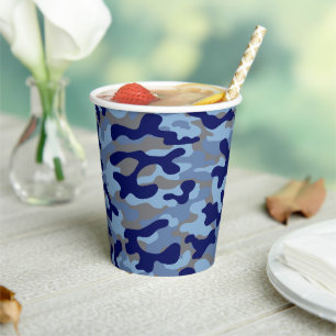 Blaue Marine-Tarnmuster Pappbecher