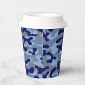 Blaue Marine-Tarnmuster  Pappbecher (Rechts)