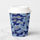 Blaue Marine-Tarnmuster  Pappbecher (Vorderseite)