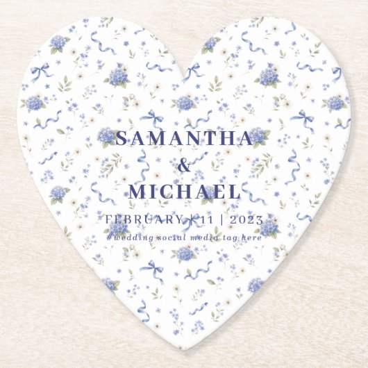 Blaue Marine-Trend-Blumen Blumenmuster-Hochzeit Untersetzer (Vorderseite)
