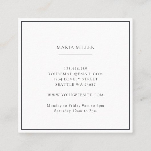 Blaue Marine und weiße Weihnachtssaison Winter Blu Quadratische Visitenkarte (Rückseite)