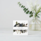 Blaue Marine und weiße Weihnachtssaison Winter Blu Quadratische Visitenkarte (Stehend Vorderseite)