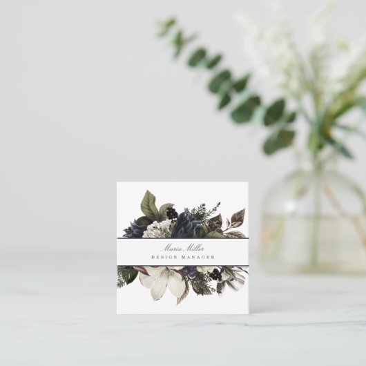 Blaue Marine und weiße Weihnachtssaison Winter Blu Quadratische Visitenkarte (Stehend Vorderseite)