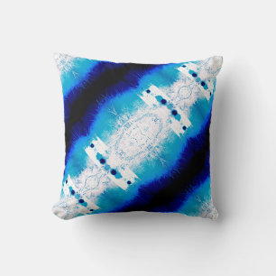 Blaue Marine Weiße Diagonale Mittelmeer-Mosaiken Kissen