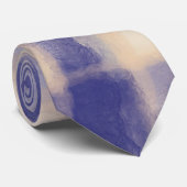 Blaue Marinebar, beige karierte Aquarellfarbe Krawatte (Gerollt)