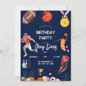 Blaue Marinesportjungen zum Geburtstag Einladung (Vorderseite)