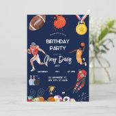 Blaue Marinesportjungen zum Geburtstag Einladung (Stehend Vorderseite)