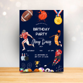 Blaue Marinesportjungen zum Geburtstag Einladung