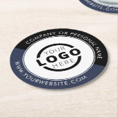 Blaue Markenbezeichnung für Werbegeschenke Runder Pappuntersetzer (Angewinkelt)
