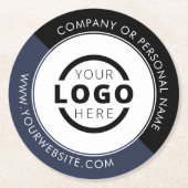 Blaue Markenbezeichnung für Werbegeschenke Runder Pappuntersetzer (Vorderseite)