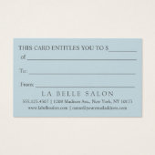 Blaue Markisenstreifen-Geschenkkarte mit Monogramm (Rückseite)