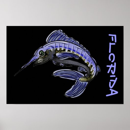 Blaue Marlin-Poster aus Florida. Poster (Vorne)