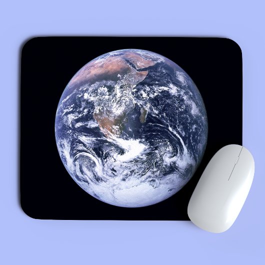 Blaue Marmel Erde auf Schwarz Mousepad