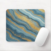 Blaue Marmor-Abstraktion mit goldenen Adern Mousepad (Mit Mouse)